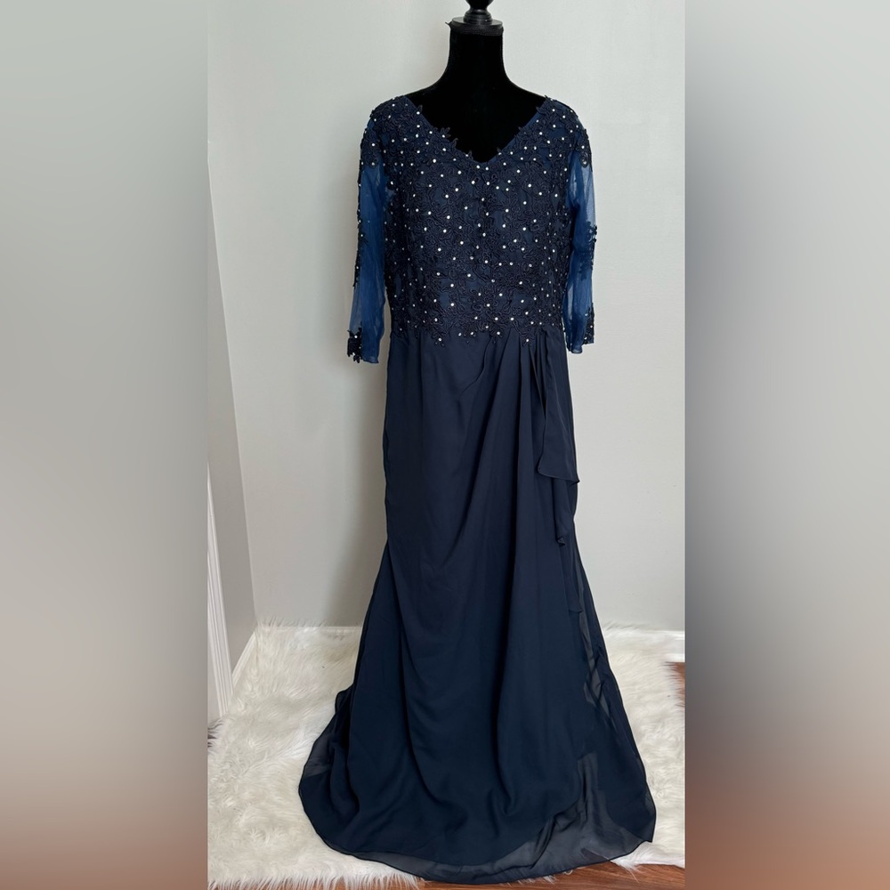 Navy Blue Mother of Bride Dress
